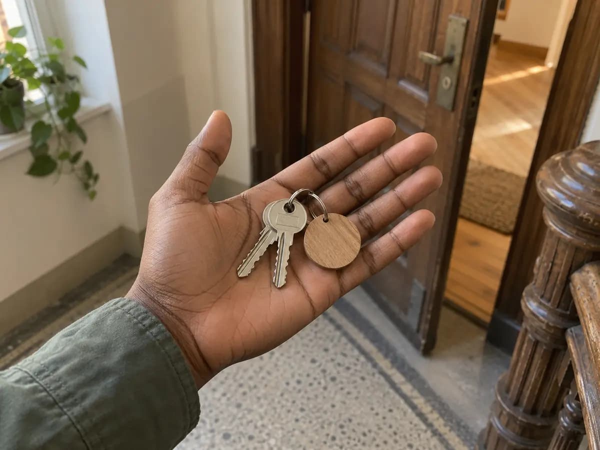 Eine Hand hält den Schlüsselbund zur neuen Wohnung