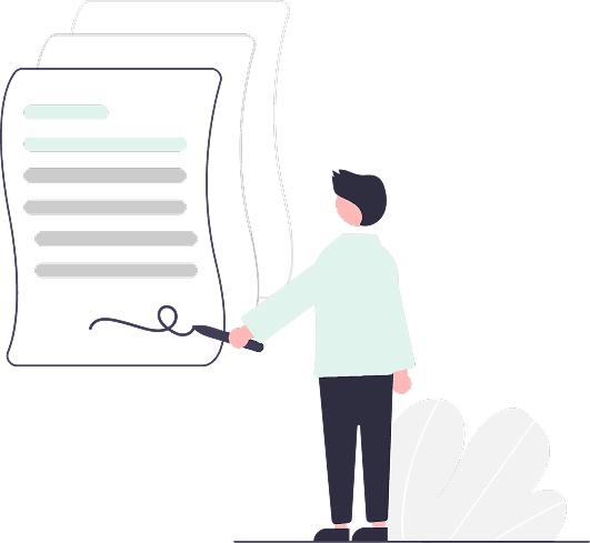 Person zeigt Schritt-für-Schritt-Anleitung zum Ausfüllen der Mietschuldenfreiheitsbescheinigung